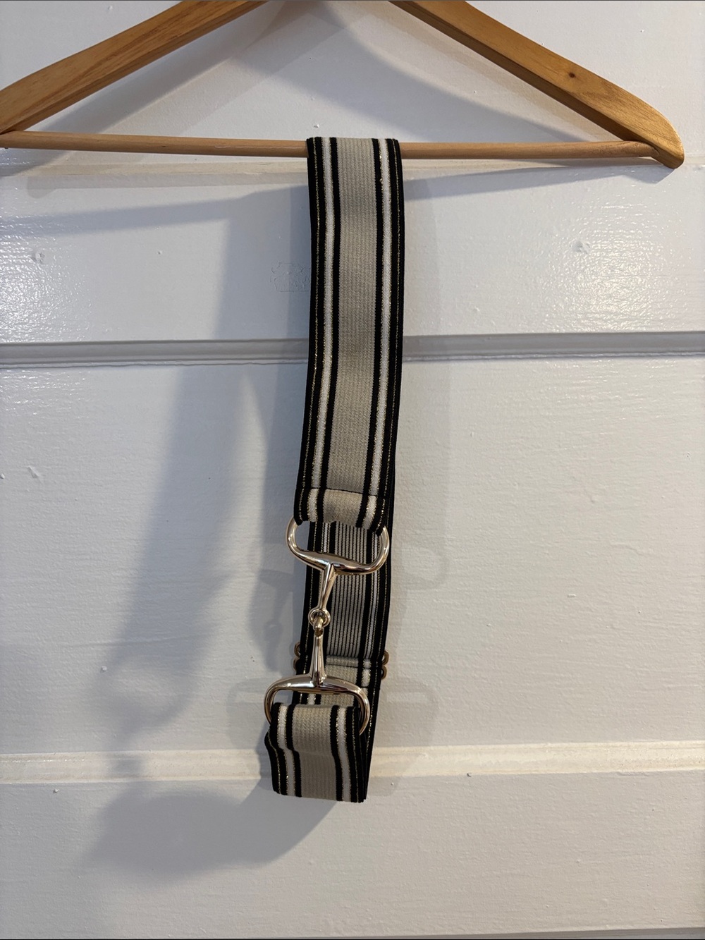 Striped Adjustable Belt in Black and Cream